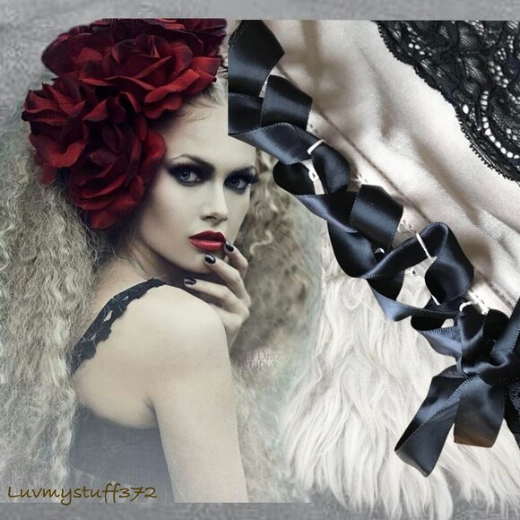 🖤 🌹🥂 Beautiful Blush Corset with Black Satin Ribbon Closure - Picture 2 of 10